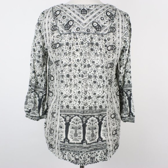 Lucky Brand Womens Small Tassel Boho Peasant Top - Picture 3 of 5